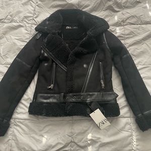 ZARA faux Sherpa aviator jacket